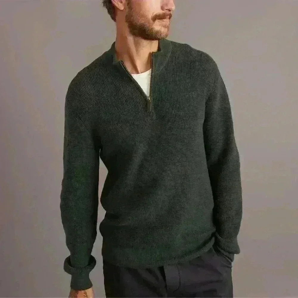 MARINE LAYER Linden Quarter Zip Sweater, Green Gables Men’s Large Sweater